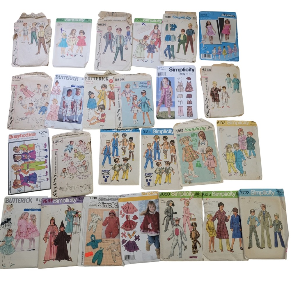 Lot of 25 Vintage Simplicity Butterick Sewing Patterns Infant Kids Toddler
